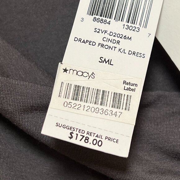 NWT Eileen Fisher Draped Front K/L Dress Grey Short Sleeve Size S - Picture 6 of 15